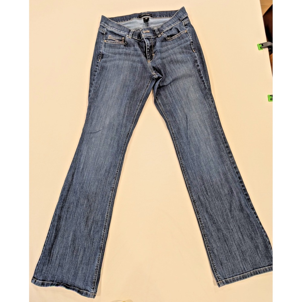 White House Black Market Blue Jeans, Slim Boot Mid-Rise Soft Size 8R Dark Wash